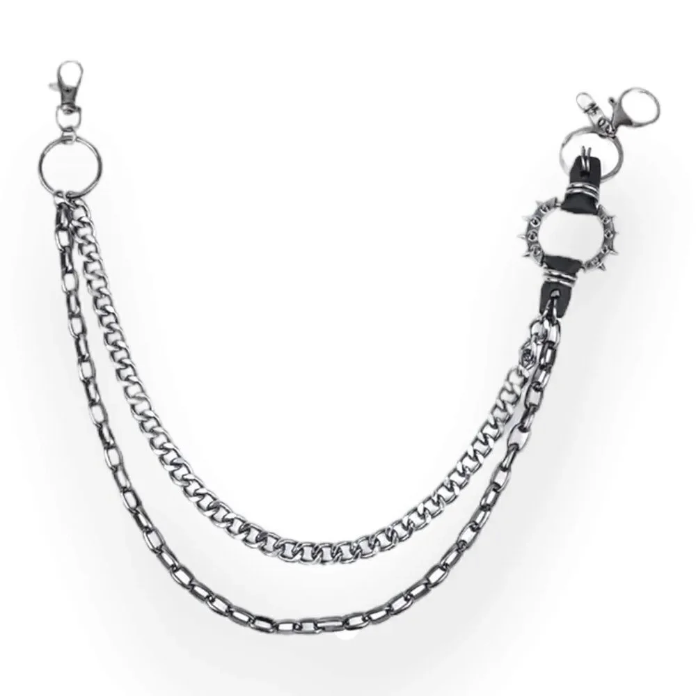 Black Chunky Metal Chains Spiked Pants Chains Belt- NWT